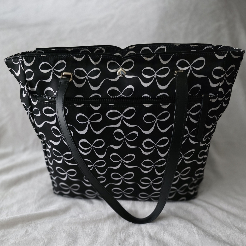 Kate Spade Black And White Bow-Print Tote Bag